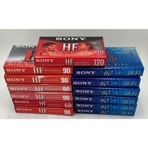 Lot of 13 Sony HF Cassette Tapes - Sealed NOS - Rare 120 Min, 90 & 60 Type I